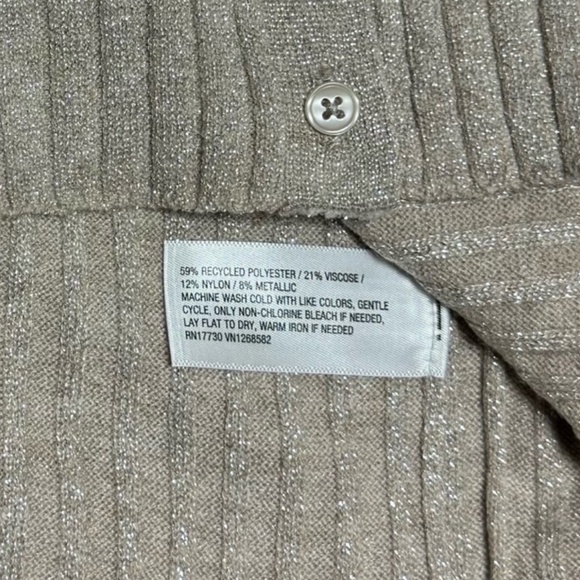 🤎 a new day Light Beige Gold Metallic Ribbed Cardigan Size Large - Picture 6 of 6